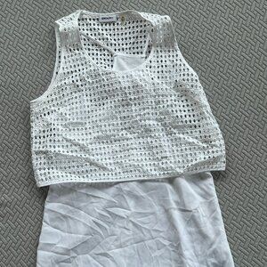 DKNYC White Layered Top